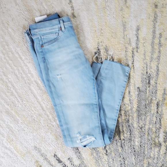 Express midrise raw hem skinny jeans - Picture 2 of 4